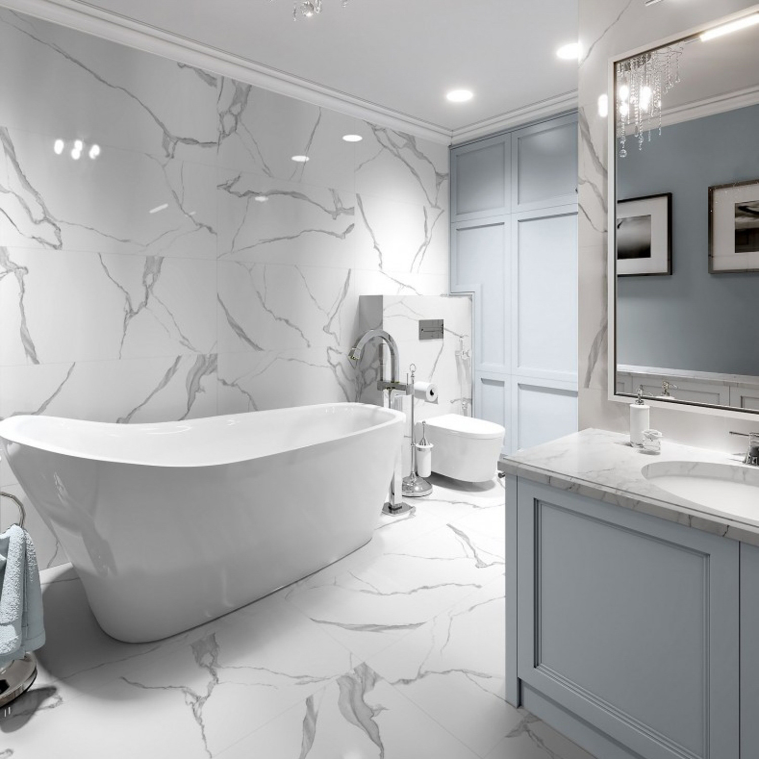 Керамогранит 1.44 м² Global Tile Anima NB PGT 2196, 1200x600x9 мм, полированный, белый