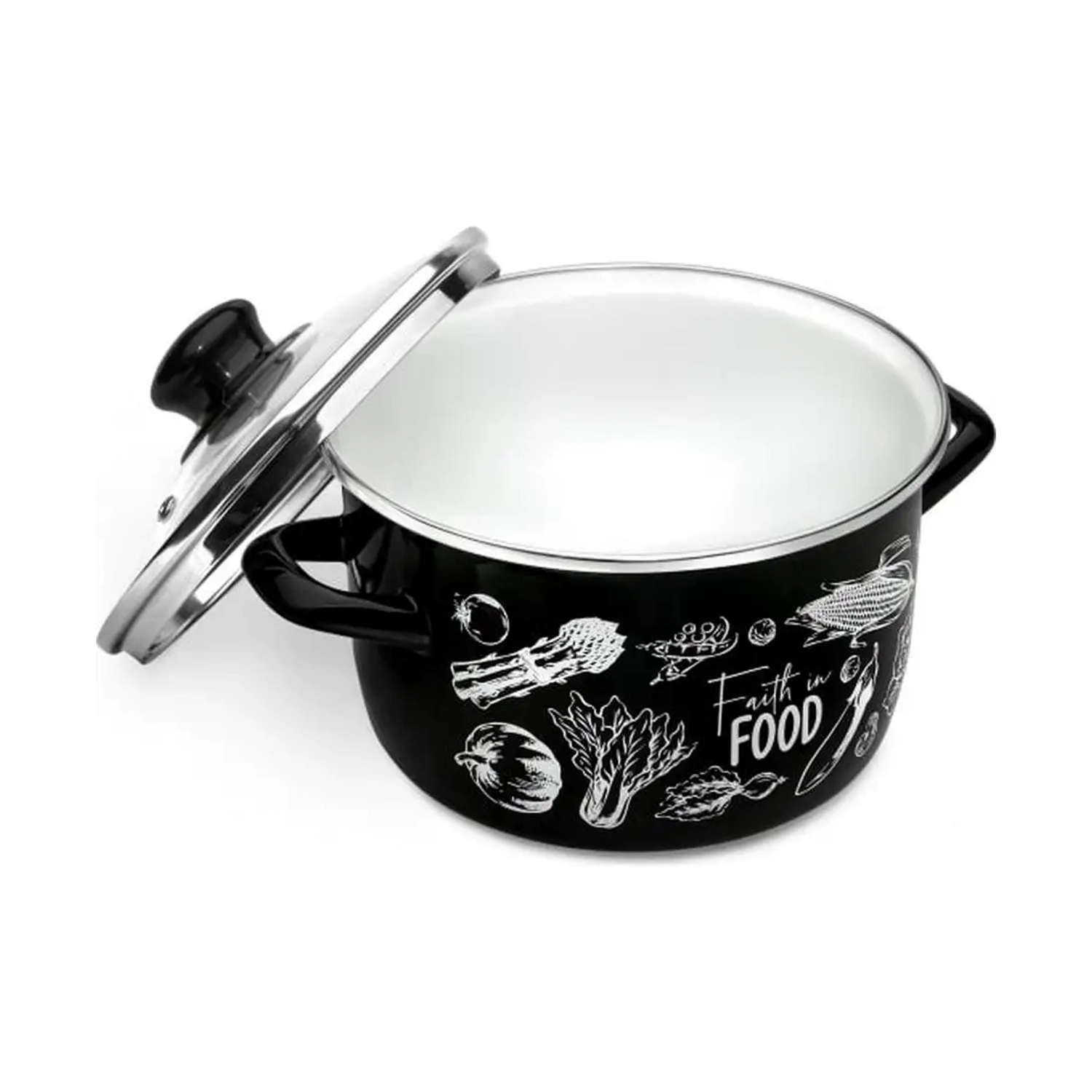 Кастрюля эмалированная "Овощи" 5,0л d220мм Стекл.кр. 365149 ("МЕТРОТ" Сербия) *1/4