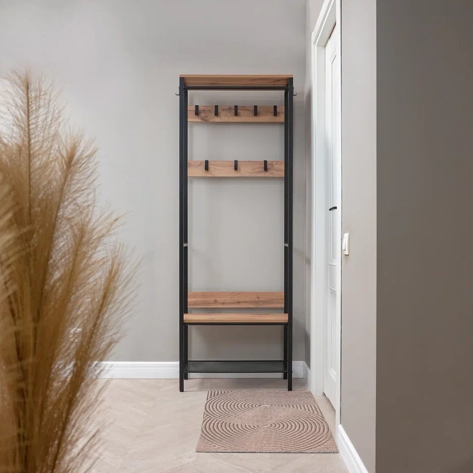 Вешалка напольная "Прихожая-Гардеробная" "Торонто 23Л" ш.0,67м,в.1,87м,гл.0,3м Дер./Черн.ВГТ23Л Ч *1