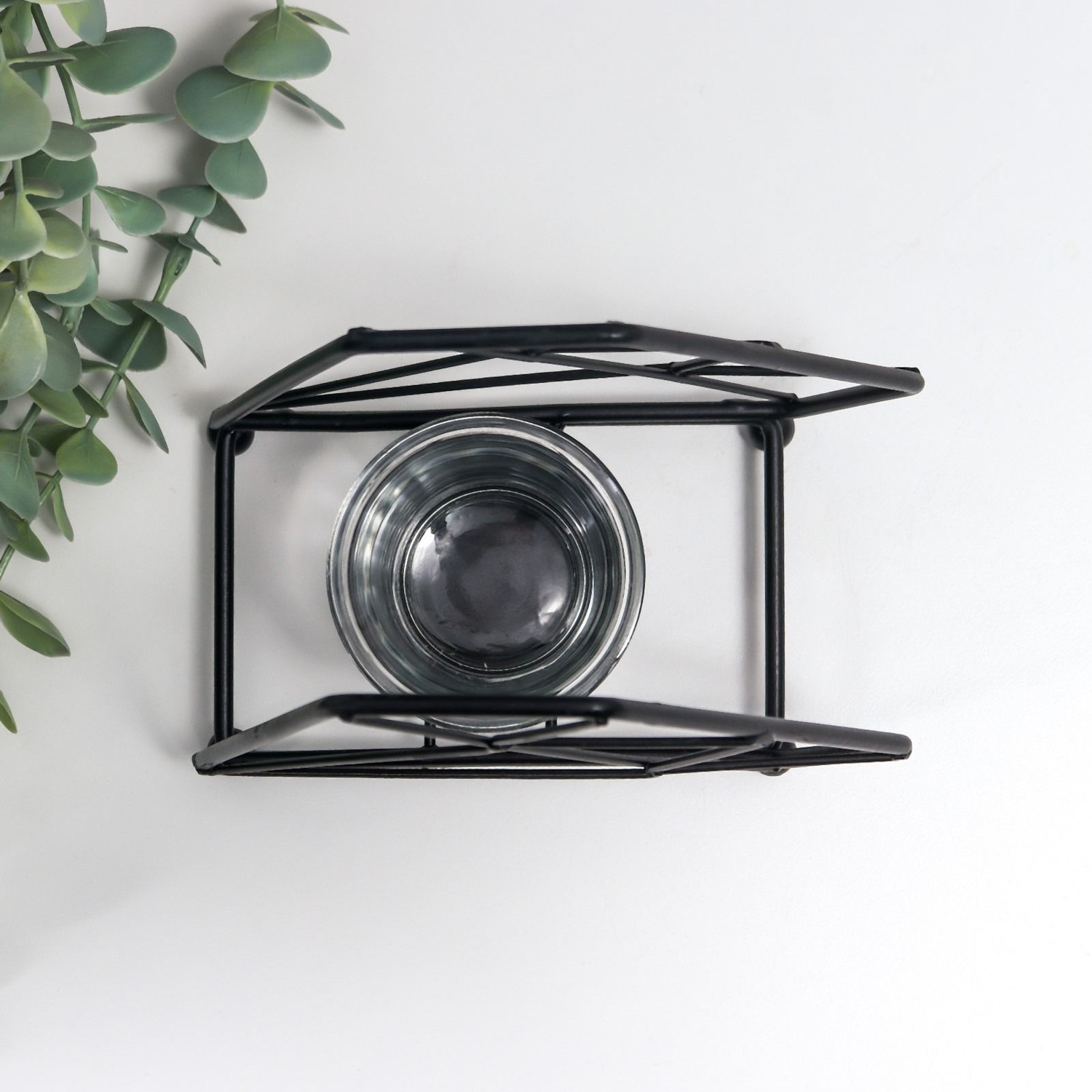 Подсвечник металл, стекло на 1 свечу "Лофт. Трапеция" чёрный 13х8х15 см   7459643