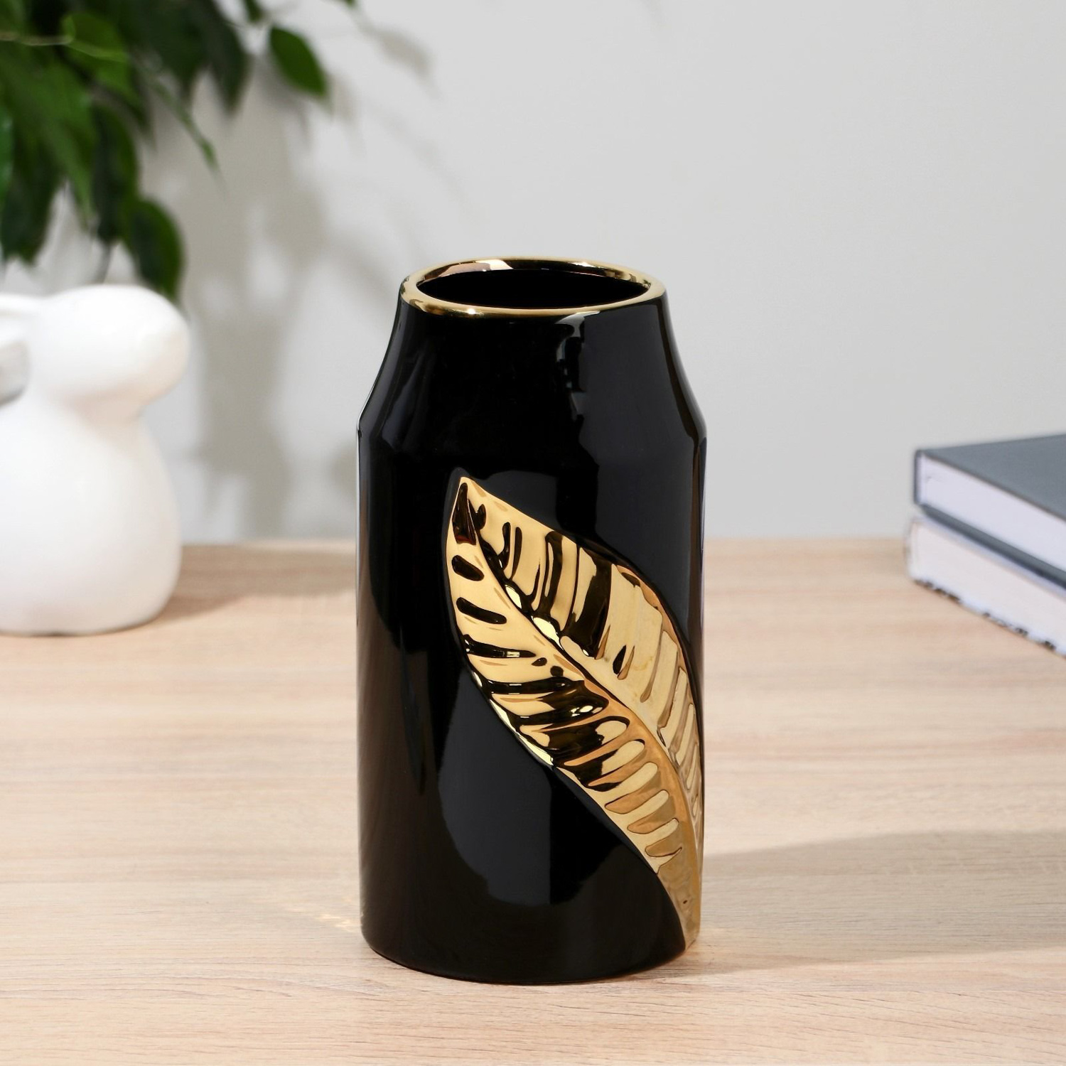 Ваза керамика "Анаит" d-8х10 см h-21 см, золотисто-чёрный 9499297