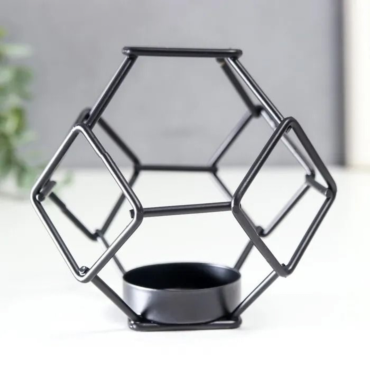 Подсвечник металл на 1 свечу лофт "Грани" чёрный 10х10х9,5 см  7654132