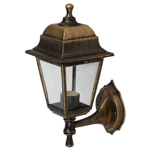 Светильник садово-парковый НБУ "Леда" Е27 четырехгранный настенный бронза ЭРА Б0048112 *1/8