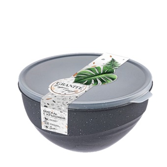 Миска пластм. с крышкой "Granite" 2,0л 200х194х105мм Серый арт.69505 ("Полимербыт) *1/18 Миска пластм. с крышкой "Granite" 2,0л 200х194х105мм Серый арт.69505 ("Полимербыт) *1/18