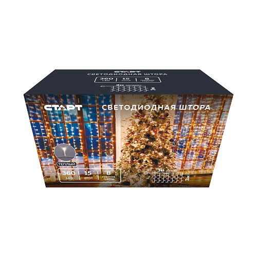 Гирлянда Занавес 3,0м*3,0м 360LED теплый белый 8 режимов 138  *1/50 Гирлянда Занавес 3,0м*3,0м 360LED теплый белый 8 режимов 138  *1/50