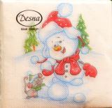 Салфетки бумажные 1сл 24*24см 40л Снеговичок Desna Design*32
