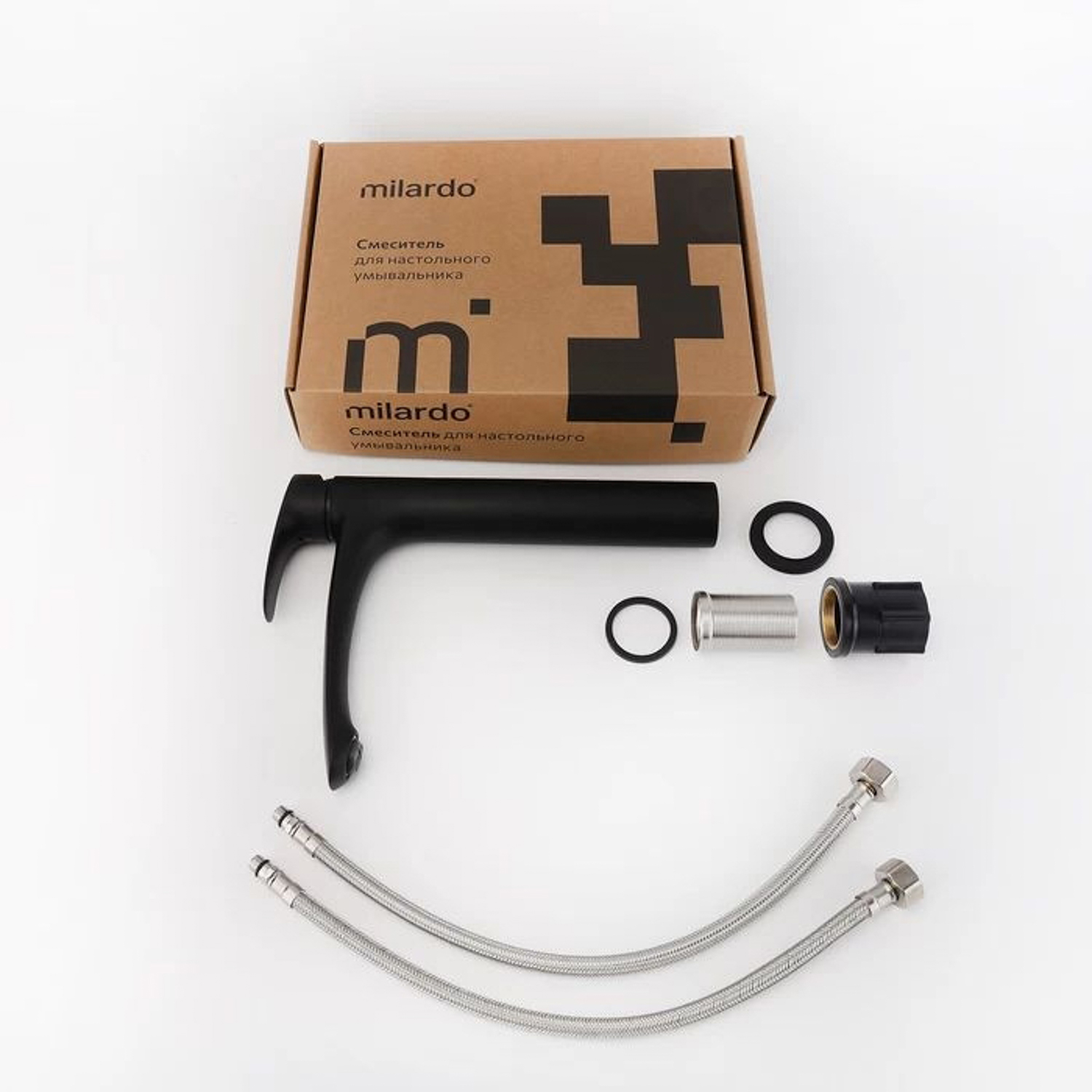 Смеситель для умывальника на столешницу Milardo Rora RORBL01M01 черный матовый *1