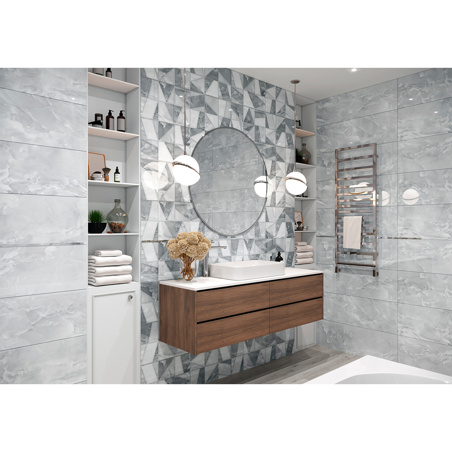 Плитка настенная NEBULA светло-серая  900*300*8 3090238071-1 Inter Cerama *1,08кв.м/58,32