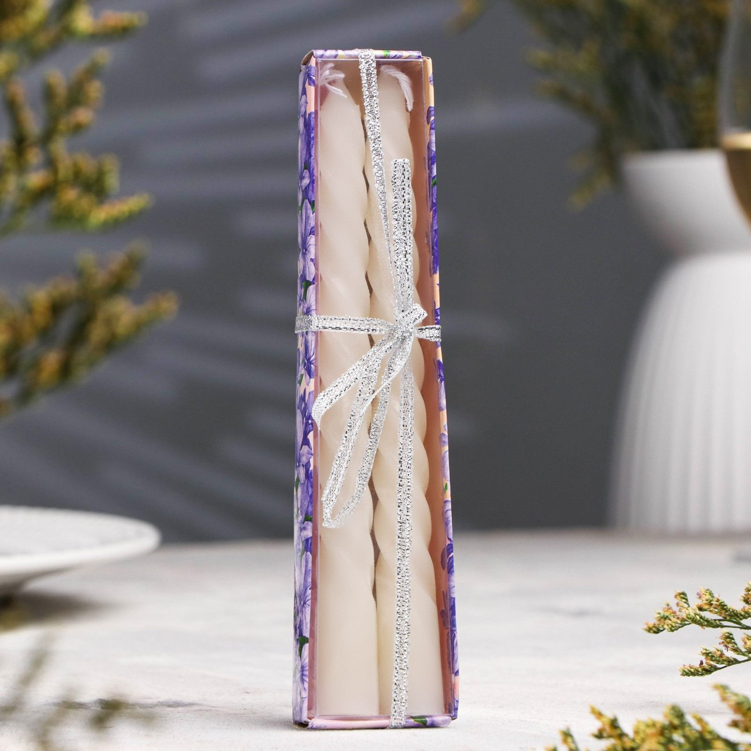 Набор свечей витых, 1,5х15 см, 2 штуки, аромат жасмин 831906 Набор свечей витых, 1,5х15 см, 2 штуки, аромат жасмин 831906