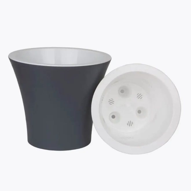 Кашпо пластм. "Сити" 6л d верха 250мм h225мм со вставкой Антрацит С25-12 *1/5