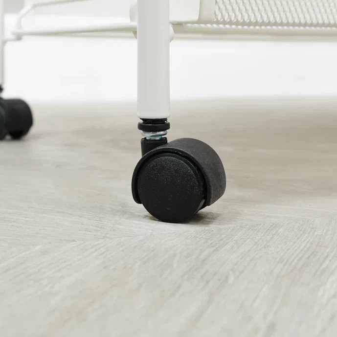 Этажерка металл. "Ладья1К" 3-х ур.: 3 корз., в.0,76м,ш.0,44,гл.0,17м, на колес. Белая Э321Б "ЗМИ" *1