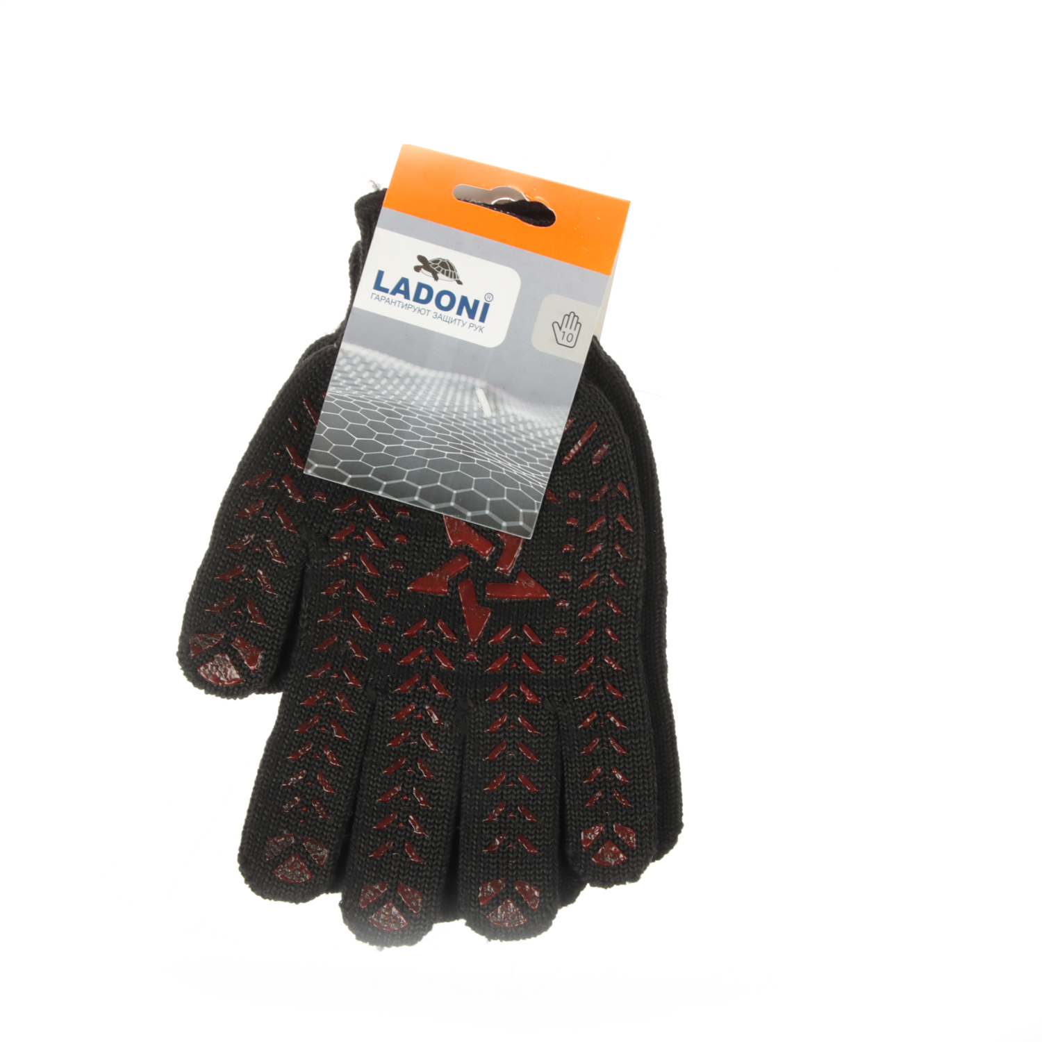 Перчатки ХБ с ПВХ рис 7кл (5 нити) 90гр черн/желт, оверлок (арт.562) Doloni/Ladoni 10/200