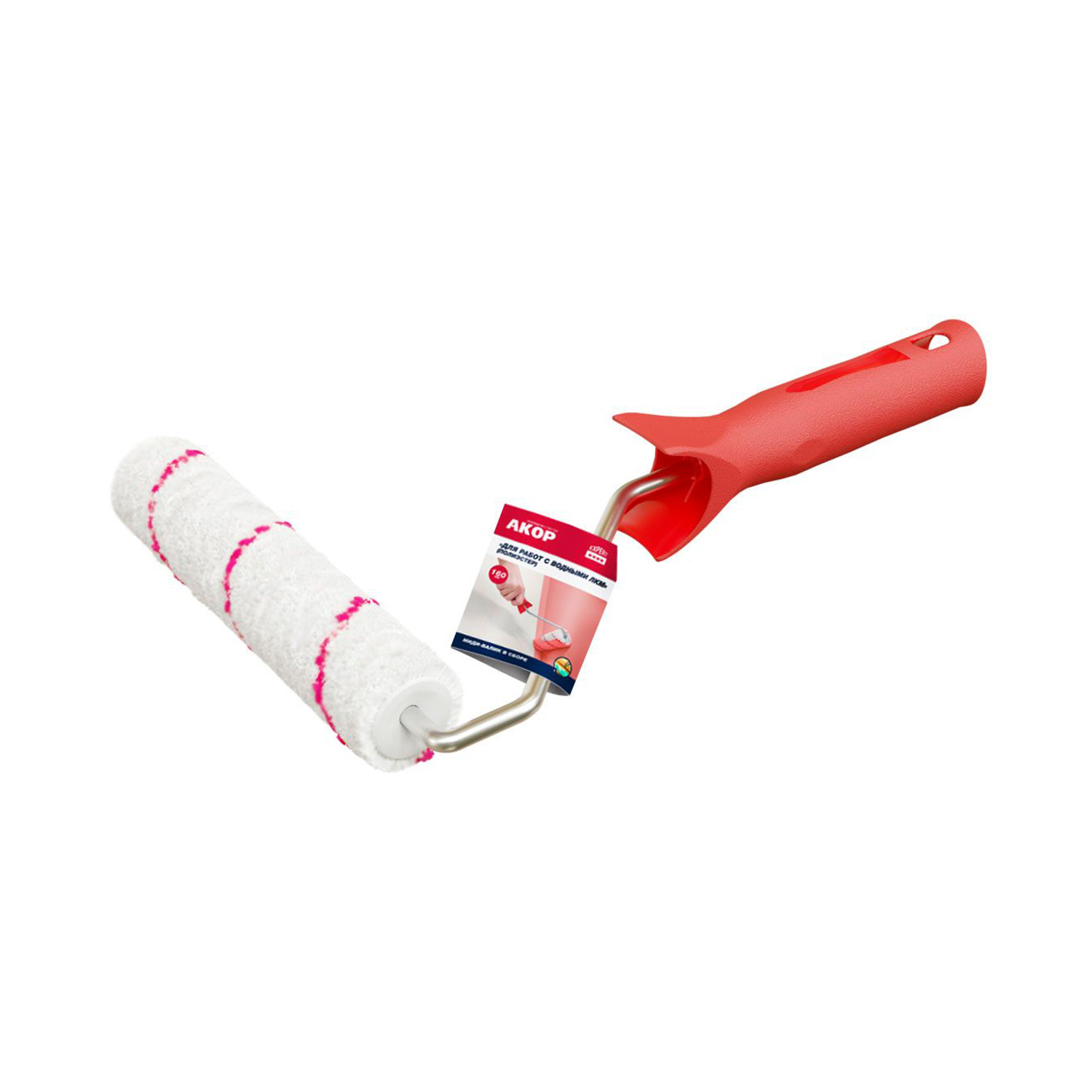 Валик-миди 120мм в сборе д/работ с водными ЛКМ,d-25мм,ворс9мм,ручка30см,полиэстр (Акор) *1/45 Валик-миди 120мм в сборе д/работ с водными ЛКМ,d-25мм,ворс9мм,ручка30см,полиэстр (Акор) *1/45