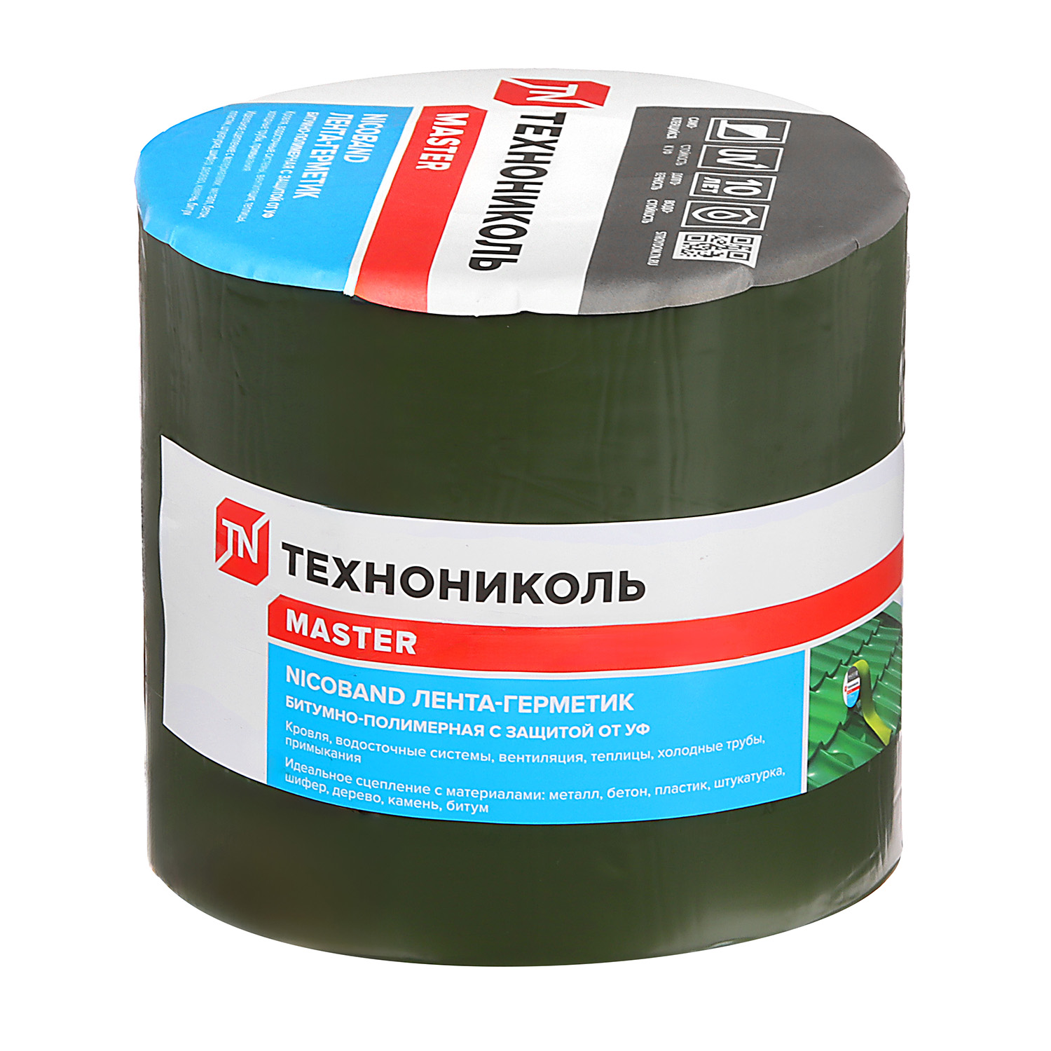 Лента-герметик 10х0.15 м ТехноНиколь Nicoband, самоклеящаяся, зеленый