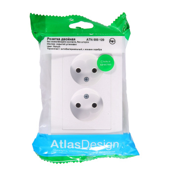 Розетка "ATLAS DESIGN" СП 2-мест. белая б/з 16А в сборе 16А SchE ATN000120 *1/15/90