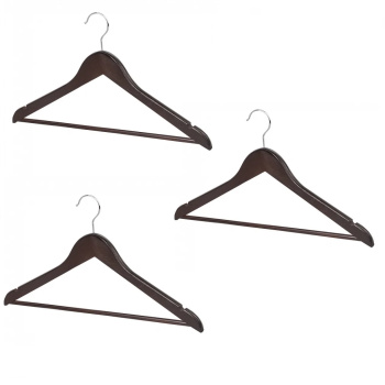 Плечики-вешалка для одежды дерев. НАБОР 3шт 40,5см Корич. (арт.411243914) "Бытпласт" *1/48