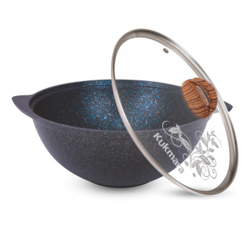 Казан алюм.а/приг.литой Kukmara "Granit ultra" blue 3,5л Стекл.кр. кгг37а (Кукмор) *1/4