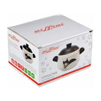 MILLIMI Черный кот Горшочек для запекания, 500 мл, 17x13x10см, керамика