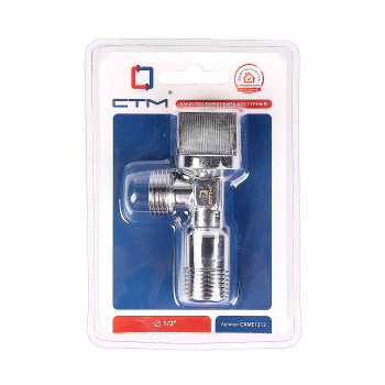 Кран для бытовой техники угловой 1/2х1/2 П/П шаровой, латунь, СТМ CAME1212 (аналог КО043)*1/100