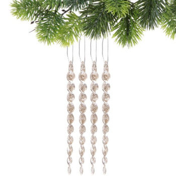 Подвеска "Сверкающая сосулька" 13 см (набор 4 шт), Золото