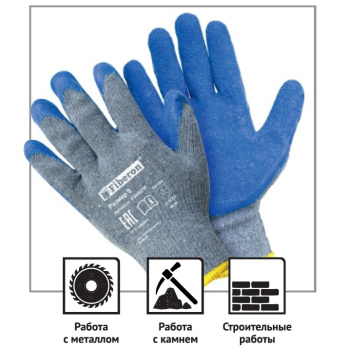 Перчатки рабочие хлопок75%+полиэстер25% с латексным текстуриров. покрытием PSV027P Fiberon Перчатки рабочие хлопок75%+полиэстер25% с латексным текстуриров. покрытием PSV027P Fiberon