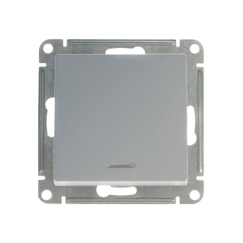 Механизм выключателя "ATLAS DESIGN" 1-кл. алюминий с подсветкой 10АХ SchE ATN000313 *1/10