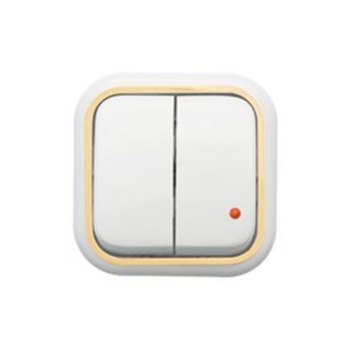 Выключатель "Валентина" ОП 2кл. золотой с индикатором А56-176  *10/60