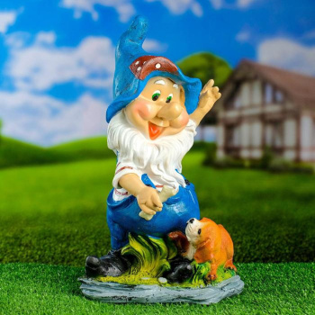 Садовая фигура "Гном со щенком" 22х38см 7025694