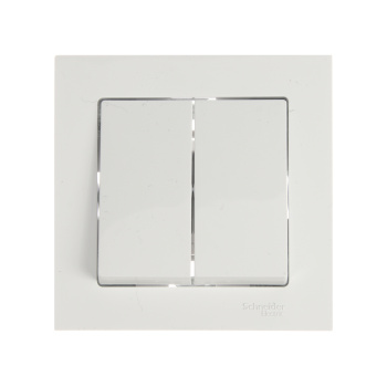 Выключатель "ATLAS DESIGN" СП 2кл. белый 10АХ в сборе SchE ATN000152 *1/15