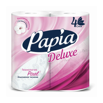 Бумага туалетная 4сл PAPIA DELUXE белая (4рул) *14*