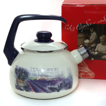Чайник эмалир.со свистком 2,5л "Лаванда" 2405 ("МЕТРОТ" Сербия) *1/6
