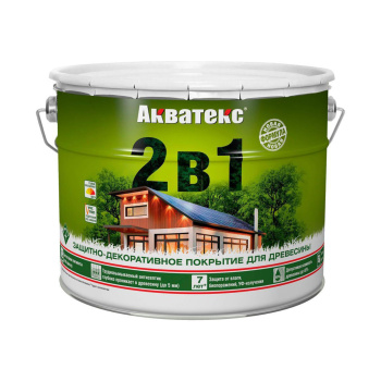Защитно-декоративное покрытие 9 л для древесины АКВАТЕКС 2 в 1, алкидное, тик