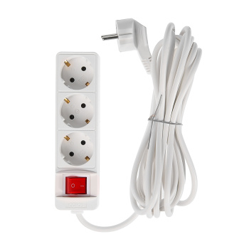 Удлинитель бытовой Союз 481S-7303, 3 розетки, 3 м, ПВС 3х0.75 мм², 2200 Вт, заземление, выключатель