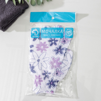 яяяМочалка-перчатка массажная в горошек 18*14 см, цвета МИКС 647559