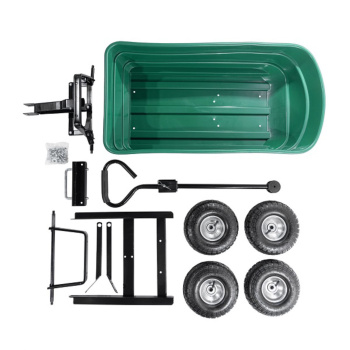 Тележка садовая, 80 л, 4-х колесная, пластиковый кузов, зеленый