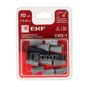 Зажим изолирующий СИЗ-1 1-2,75мм2 серый блистер 10шт EKF plc-cc-3-b   *1