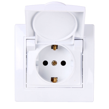 Розетка Intro Plano СП 1-мест. белая зк крышка 2P+E Schuko 16А-250В IP20