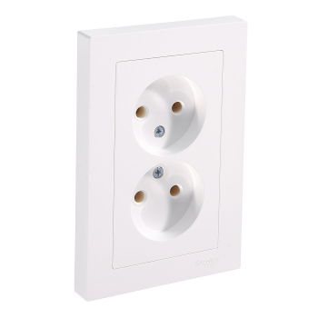 Розетка "ATLAS DESIGN" СП 2-мест. белая б/з 16А в сборе 16А SchE ATN000120 *1/15/90