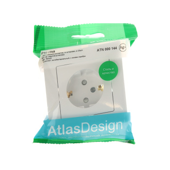 Розетка "ATLAS DESIGN" СП 1-мест. белая з/к з/ш 16А в сборе SchE ATN000144 *1/15