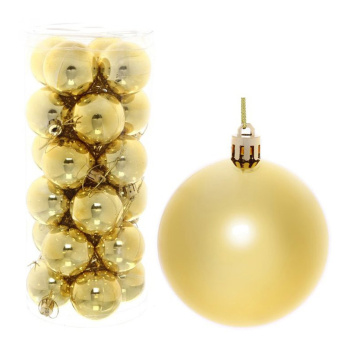 Набор новогодних шаров "Глянец", диаметр 4 см, 24 шт., золото