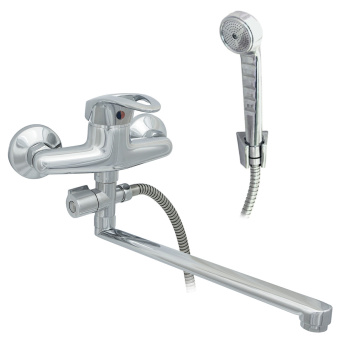 Смеситель для ванны Центр Сантехники 300/1-4, длинный излив, однорычажный, с лейкой