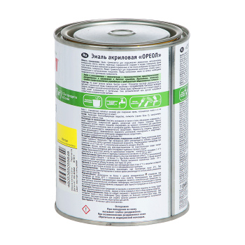 Эмаль акриловая 0.9 кг ОРЕОЛ, желтая