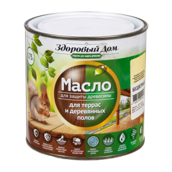 Масло для террас и деревянных полов Здоровый Дом Бесцветное 0,75 л *1/6/528