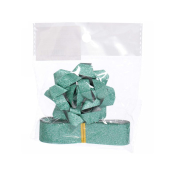 Набор для декорирования "Мерцание", бант 6 см, лента 3 м, зеленый