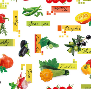 Клеёнка на нетканой основе "Мажор" "Овощи" на Белом шир.1,35м 601/0 "Колорит" *20