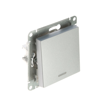 Механизм выключателя "ATLAS DESIGN" 1-кл. алюминий с подсветкой 10АХ SchE ATN000313 *1/10