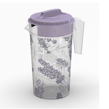 Кувшин пластм. с крышкой 1,2л "Лаванда Pastel" арт.14818 ("Полимербыт") *1/8