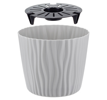 Кашпо пластм. "Волна" 8.0л d верха 250мм, h215мм с съем дрен.решеткой Кремовый М3190 ("М-П.")*1/12