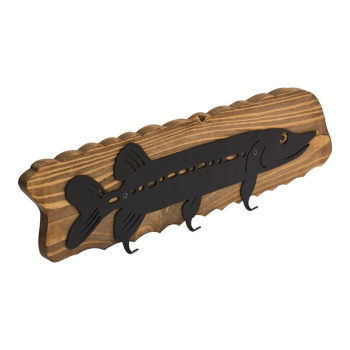 Вешалка брашированная, "Щука", 59*16 см, 3 крючка, массив сосны, "Банные штучки"/1