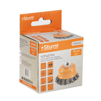 Щетка-насадка "чашка" для УШМ 65 мм STURM стальн. (арт. 5240201) *1/80